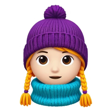 A 3D cartoon knitted wool beanie hat with visible yarn loops, vibrant color, soft lighting, Memoji-style rendering. sticker