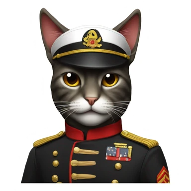 Evil cat wearing black and red military uniform while smoking cigar   sticker