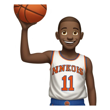Young Curious George wearing a knicks jersey number 11, holding a basketball  sticker
