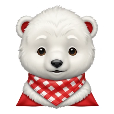 baby polar bear wearing a red and white checkered Neckerchief sticker
