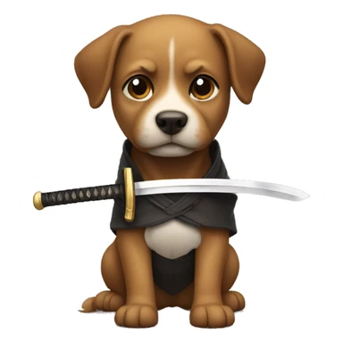 A dog with a katana sticker