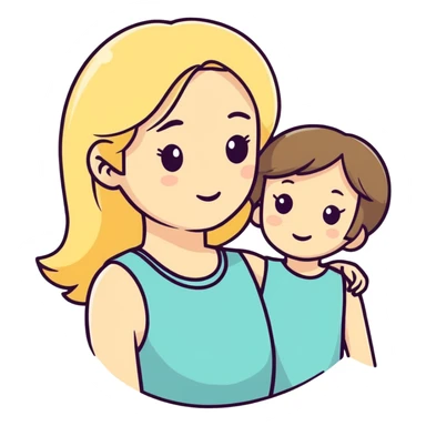 Blonde mother with brunette daughter sticker