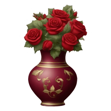 maroon Christmas vase with roses sticker
