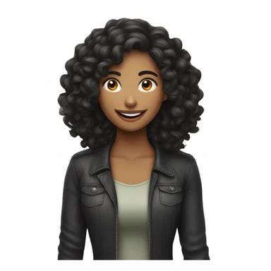 Mujer pelo rizado largo, morena riendo  sticker