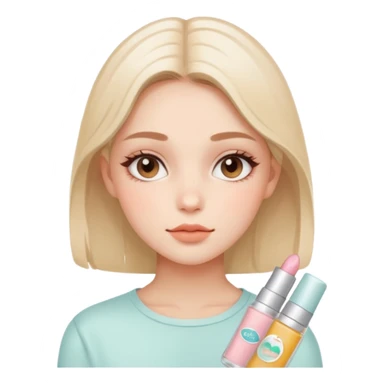 An aesthetic girl with a clean face and delicate shades advertises a sticker pack cosmetics with emotions of calmness sticker
