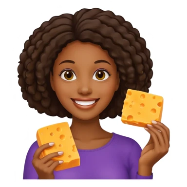 black woman holding cheese piece sticker