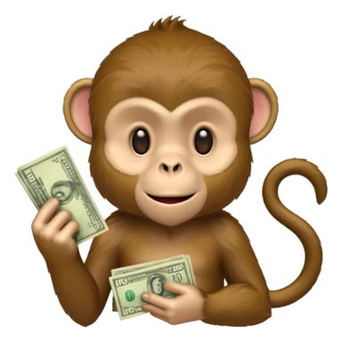 monkey holding money sticker