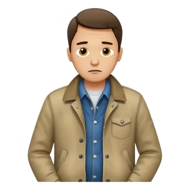 Un hombrecito con expresión triste revisandose los bolsillos y están vacíos sticker