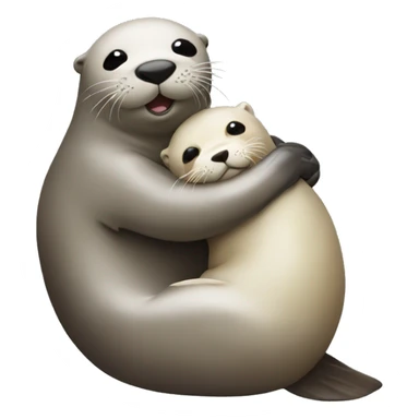seal hugging otter  sticker
