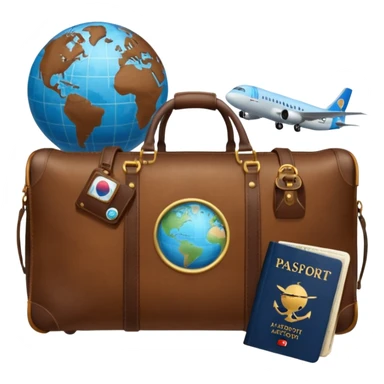 TRAVEL , travel bag , pass port, plane, glob sticker