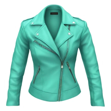 Realistic isolated side view of an open tiffany blue feminine fashion leather jacket. sticker