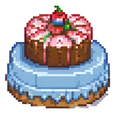 a slice of cake, pixel art style sticker