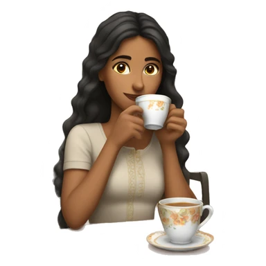 Spanish Girl sipping tea sticker
