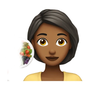 a woman looks at a plate of healthy food sticker