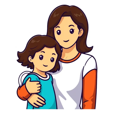 mother and daughter with brunette hair sticker