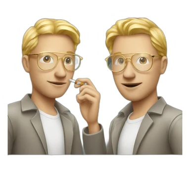 blonde white man with golden aviator glasses smoking cigarette sticker