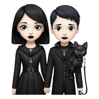 Fille Gothique qui tien un garçon en laisse sticker