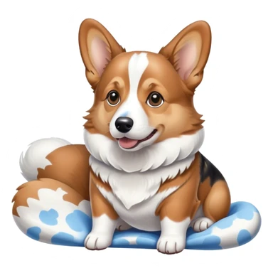 Brown and white corgi with blue Merle pattern on their back sticker