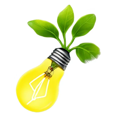 a plant sprout inside a yellow glowing idea lightbulb sticker