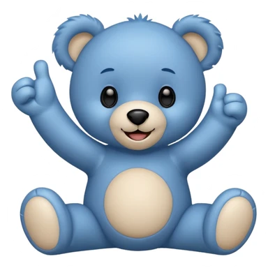 Un petit nounours peluche bleu qui souris et qui tend un bras avec un pouce en l'air  sticker