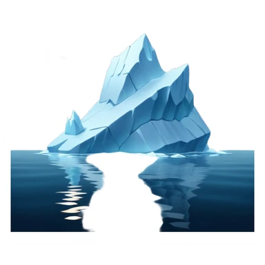 A 3D iceberg in Apple Memoji style, no face, smooth and glossy, floating in dark ocean at night, soft moonlight, subtle reflections, minimal style. A tiny ship in the distance approaching. Pixar-style render, cinematic and clean.
 sticker
