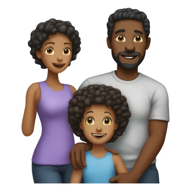 a loving black family black dad, mixed race mom, 1 son, 1 daughter, and 1 young son sticker