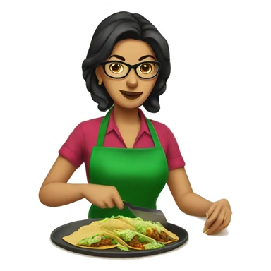 mexican lady green apron  with glasses cooking tacos sticker
