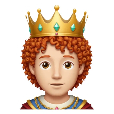 red haired curly guy with a crown sticker