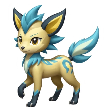  Cute handsome Wild Feral Lightning-patterned Zig-zagged buzzy fuzzy Meloetta-Manectric-Zeraora-Luxray-Cobalion-Suicune-Vernid-fusion-hybrid-creature, full body  sticker