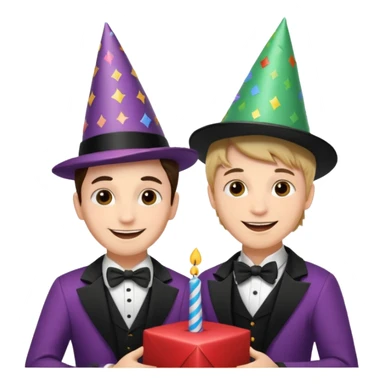 magician couple celebrat boy birthday  sticker