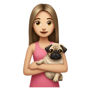 girl with long hair holding a pug sticker