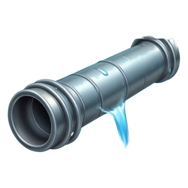 sewer steel shiny pipe with leaking water  sticker