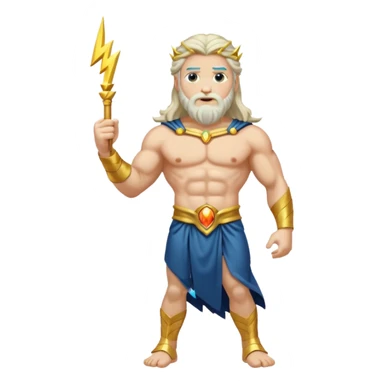 Zeus, whole body, long hair, lightinings, leaning against sticker