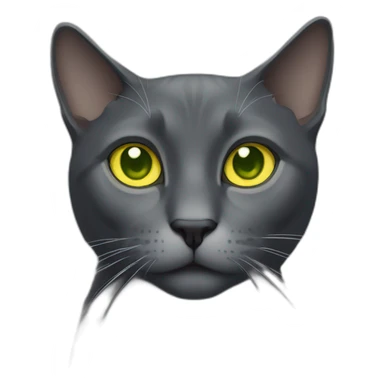 Dark gray cat with yellow-green eyes and white point on neck sticker