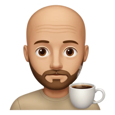 men with coffee no hair, a little beard and no wrinkles sticker