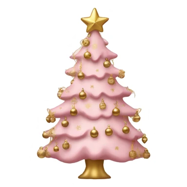 A light pink chrismas tree with gold ornaments  sticker