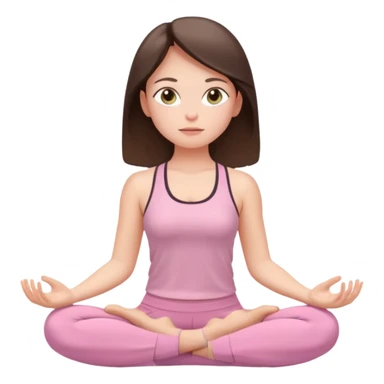 white brunette girl in light pink workout clothes with hazel eyes meditating sticker