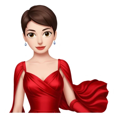 Anne Hathaway in red dress, hot sticker