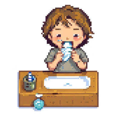 boy brushing his teeth sticker