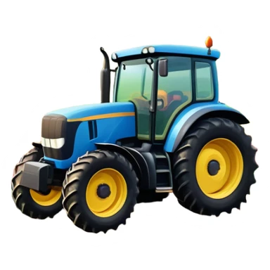 An icon showing close-up tractor in a colorful rural landscape, inspired by Farming Simulator 22. The design features vibrant fields, barns, and crops under a bright sky, with tractors working the land. The peaceful and immersive farming environment is highlighted with a transparent background sticker