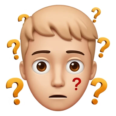 A confused character with question marks around its head sticker