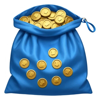 blue coins inside an opened bag  sticker
