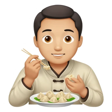 Asian guy eating dumplings sticker