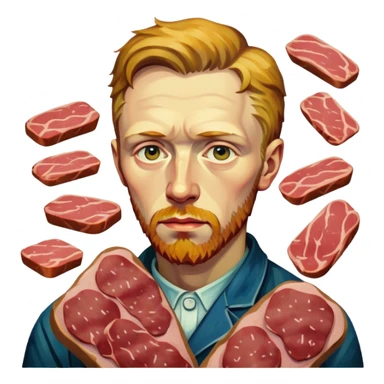 portrait of van gogh painting spam meat painting  sticker
