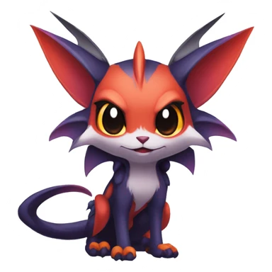  Kawaii Edgy Cool Vampiric Beautiful Noivern-Nargacuga-Litten with big Bat Ears full body sticker