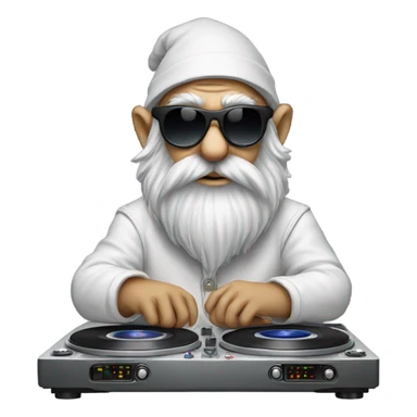 Focused Dj gnome wih sunglasses ad turntables  sticker