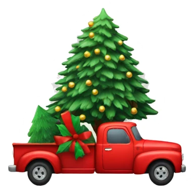 Red truck with Xmas tree  sticker