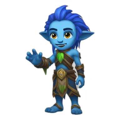 warcraft night elf druid male waving with blue skin sticker