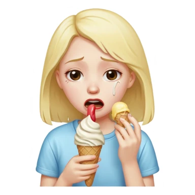 a crying girl eating ice cream after heartbreak sticker