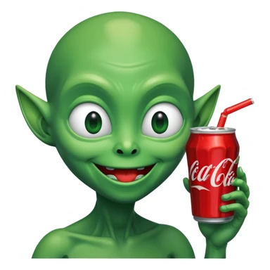 alien drinking coke sticker
